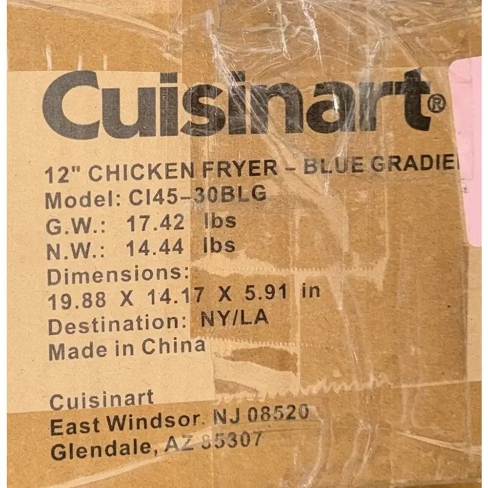 Cuisinart 12-Inch Cast Iron Chicken Fryer with Lid, 4.5 Quart Aqua Blue Gradient